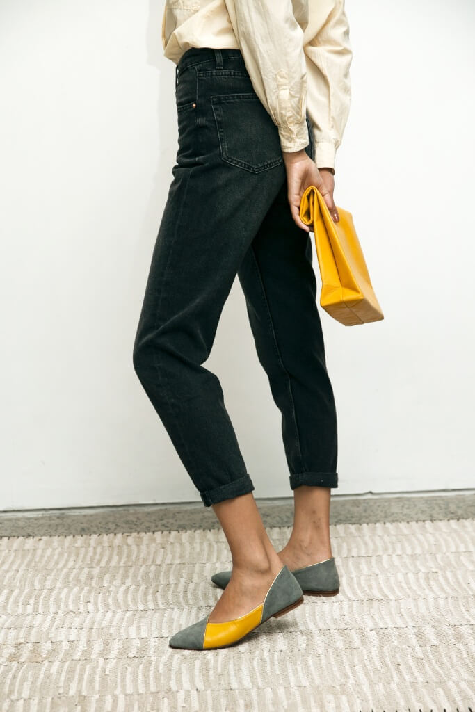 Audrey in Nimbus Grey and Buttercup Yellow