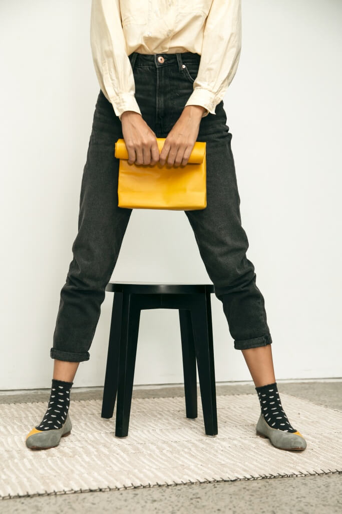 Audrey in Nimbus Grey and Buttercup Yellow