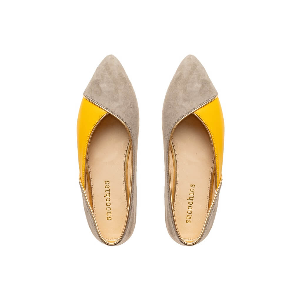Audrey in Nimbus Grey and Buttercup Yellow