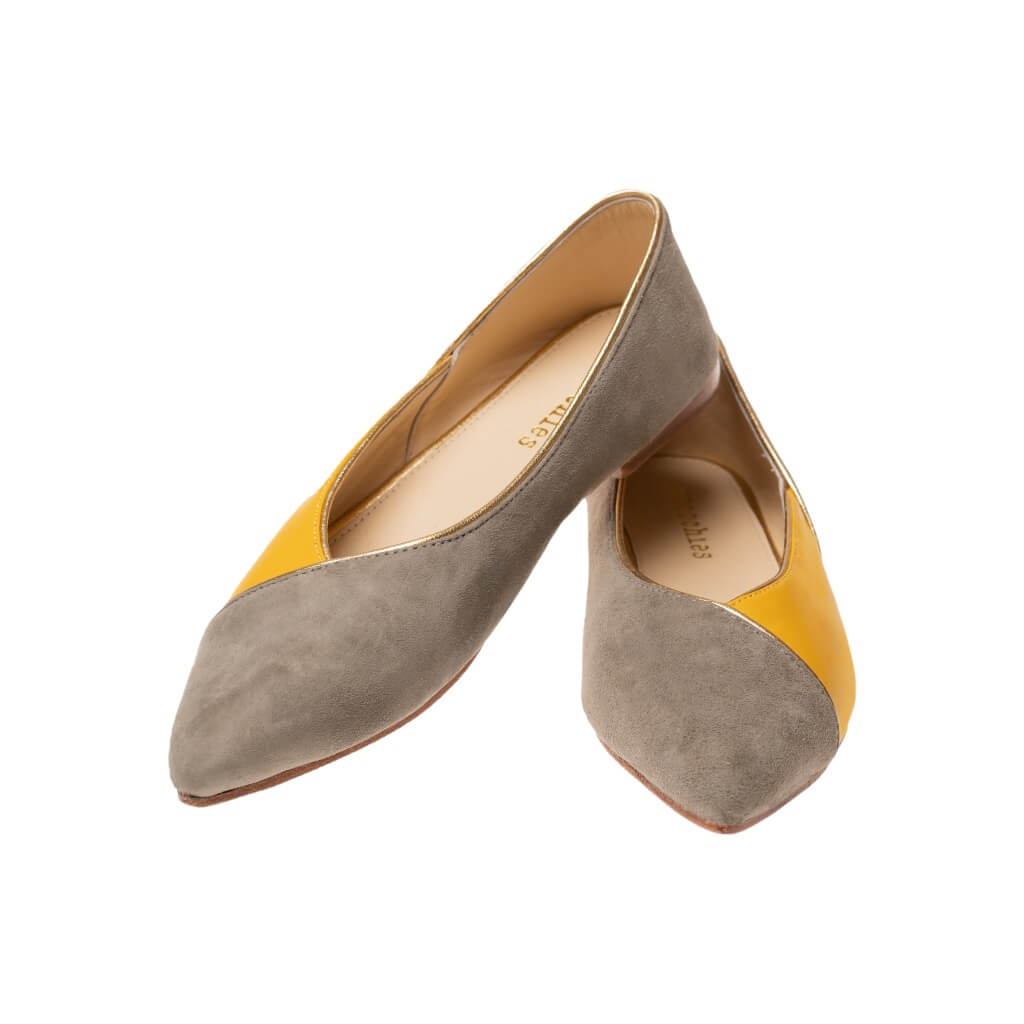 Audrey in Nimbus Grey and Buttercup Yellow