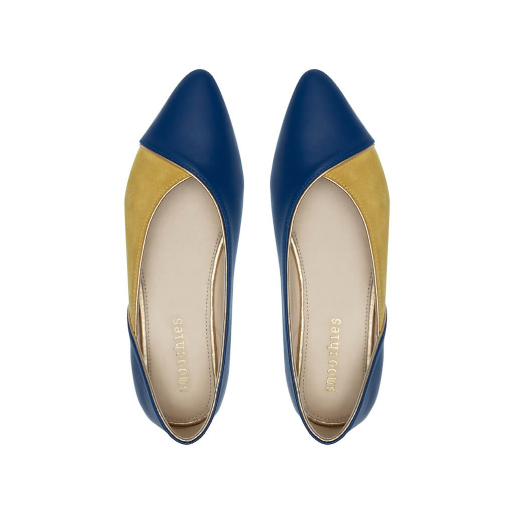 Audrey in Cobalt Blue and Lemon Drop Yellow