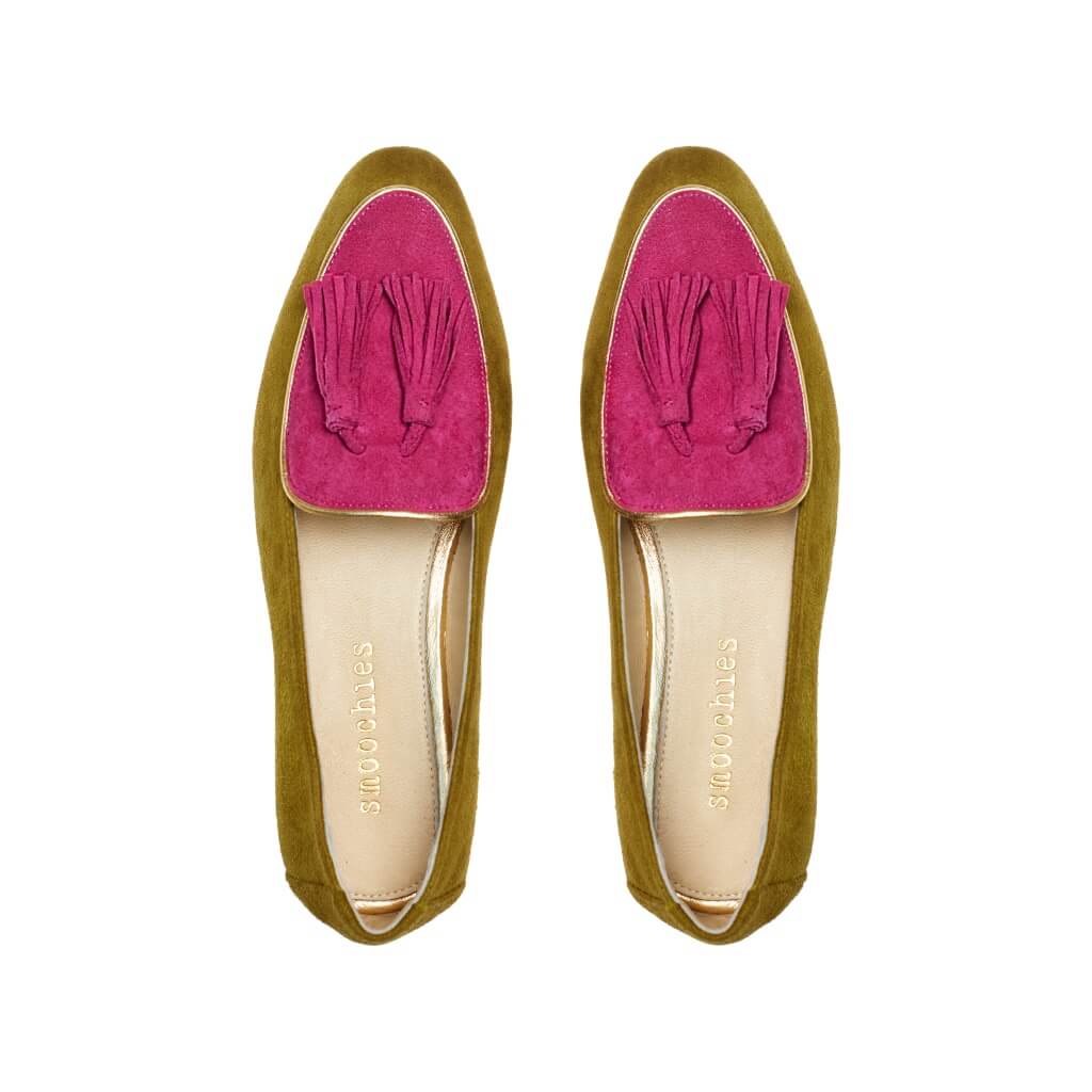 Diana in Martini Olive and Fuchsia