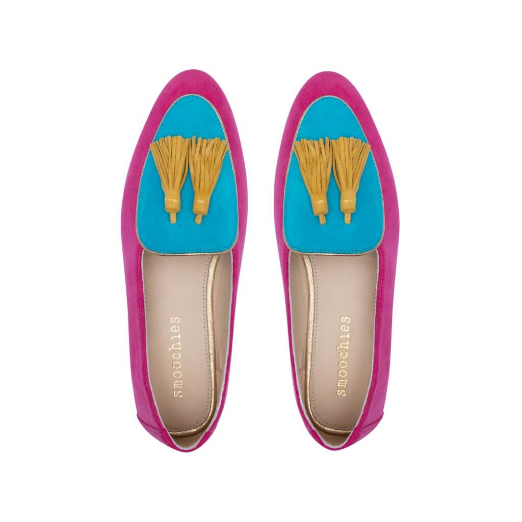 Diana in Fuchsia, Turquoise and Lemon Drop Yellow
